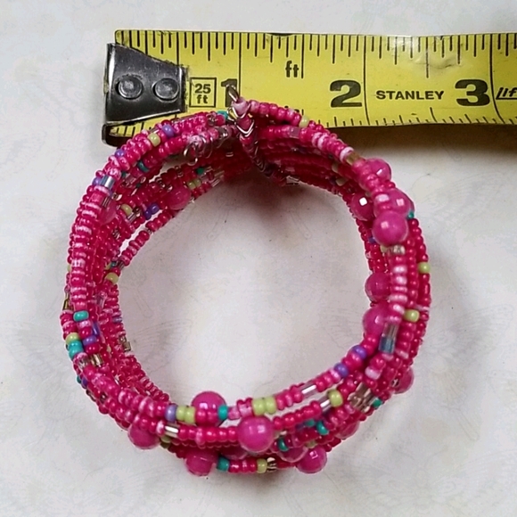 Vintage Boho 1970s Seed Bead Wired Cuff Style Bracelet - Picture 12 of 12